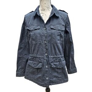 Buffalo David Bitton Utility Jacket Military Drawstring Waist Black Small‎